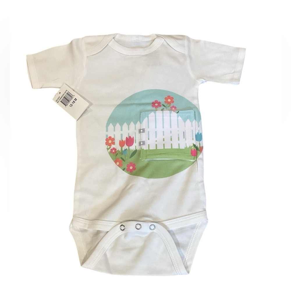 Tubesies Garden‎ Gate G-Tube Adaptive Bodysuit White Pink 12-18 Months NEW